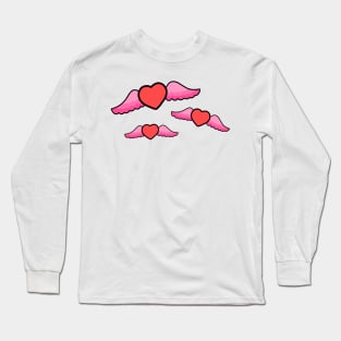 Valentines Day Flying Love Hearts With Wings Long Sleeve T-Shirt